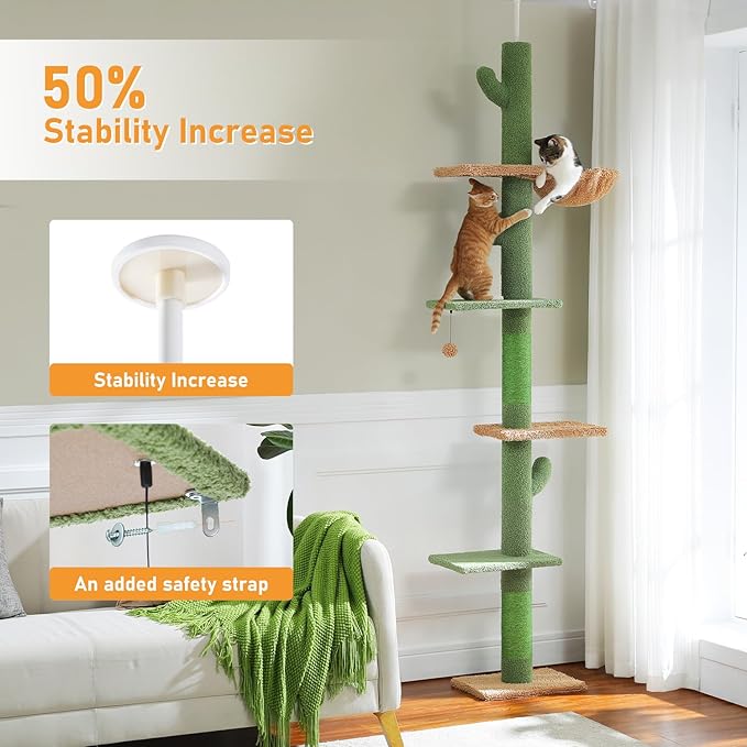 PAWZ Road Cat Tree, Cactus Floor to Ceiling Cat Tower - Image 5
