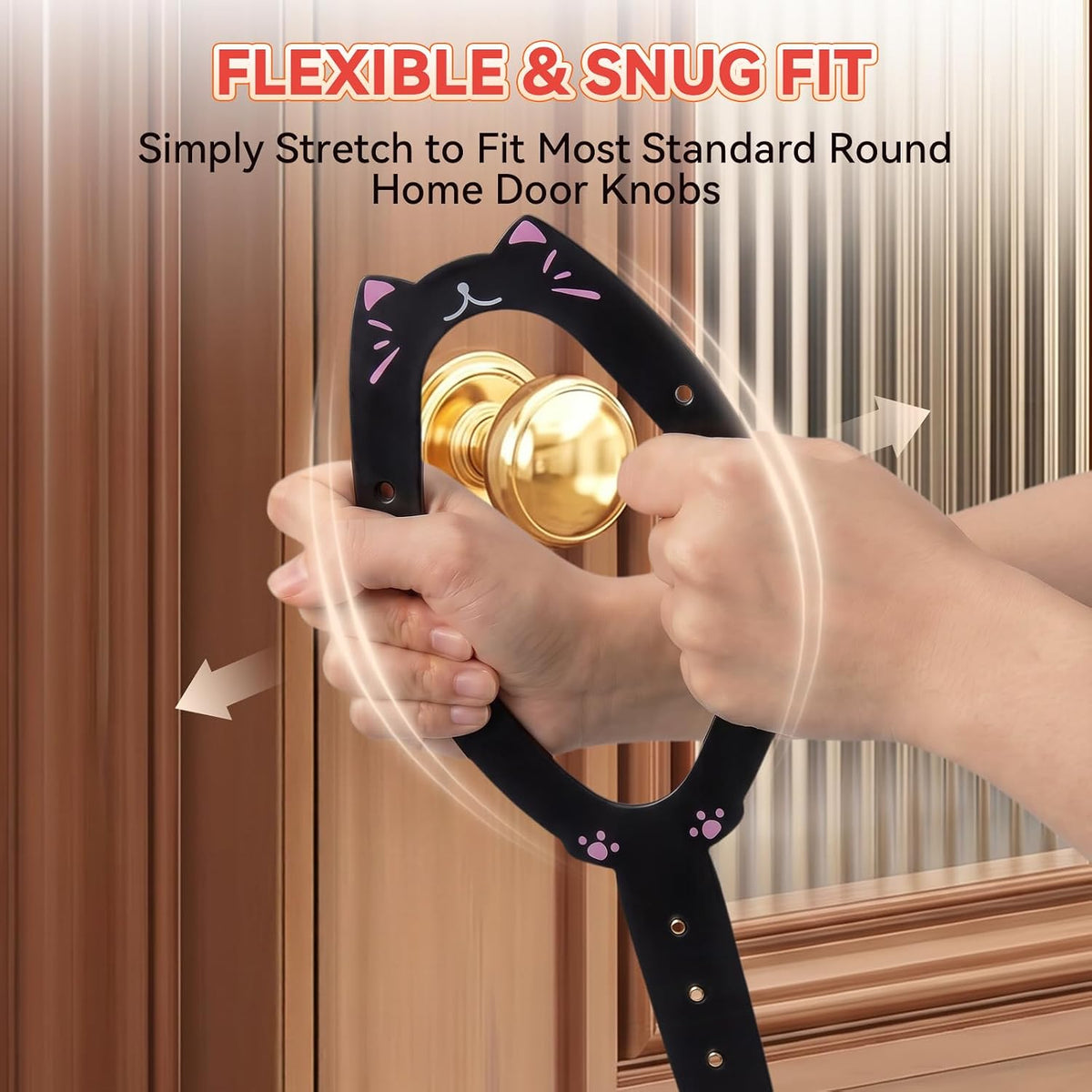 TGIOW Cat Door Latch with Stabilizer, Keep Door Open 2.5-6.5", 4Pcs, Black