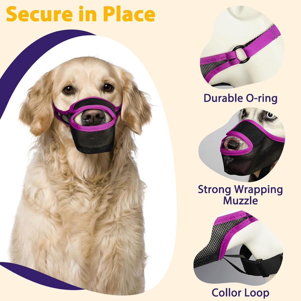 LUCKYPAW Mesh Dog Muzzle with Free Panting Front Snout Opening