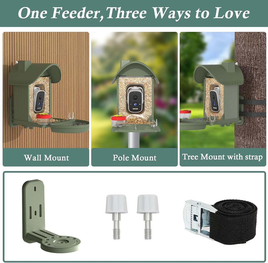 3K Smart Bird Feeder with Camera, AI Bird Recognition & Instant Alerts