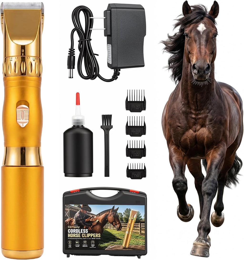Cordless Horse Clippers-Equine Trimmer for Dogs, & Livestock