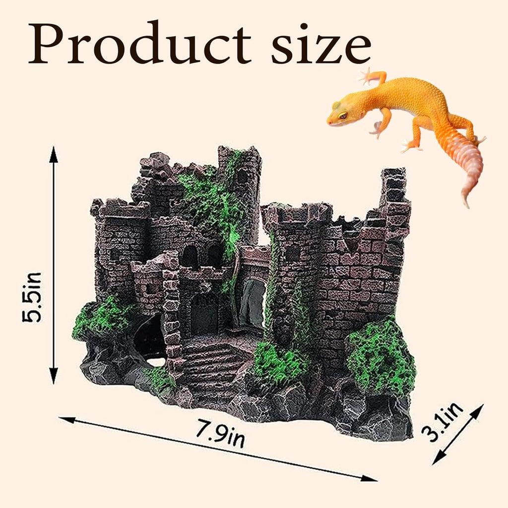 Tank Accessories for Bearded Dragon Include Resin Classical Castle Reptile Hammocks Climb Habitat Hanging Jungle Vines Flexible Leaves Climbing Decor for Chameleon Lizard Gecko Spider(6 PCS)