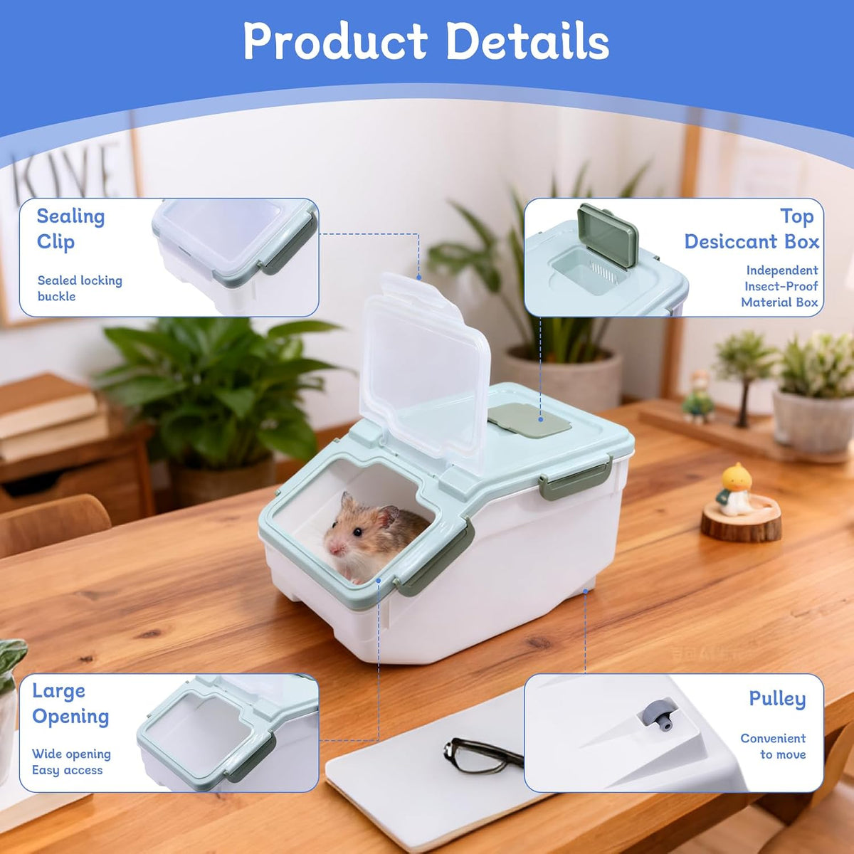 Chinchilla Sand Bath Container, Plastic Dust House with Lid for Pets
