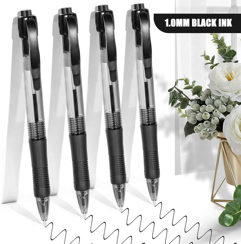 deegtran Pens Bulk, 50 Pack No Bleed Black Ink Click Pens with Soft Grip, Wholesale Retractable Ballpoint Pens for Office School, Medium Point Smooth 1.0MM