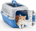 DUMOS 23" Hard-Sided Pet Carrier for Small Pets, 2 Door Cat Carrier - Blue