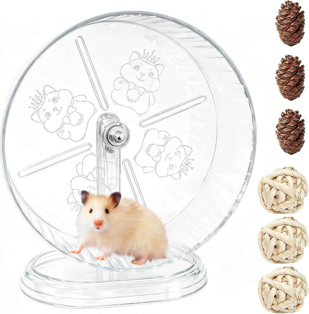 7Pcs Silent Hamster Exercise Wheels Adjustable Stand Quiet for Small Pets