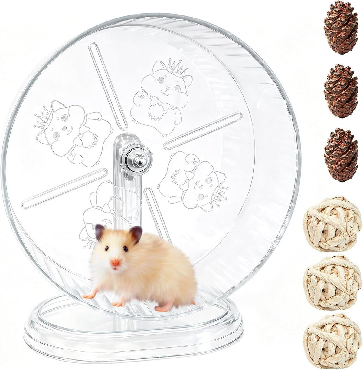 7Pcs Silent Hamster Exercise Wheels Adjustable Stand Quiet for Small Pets