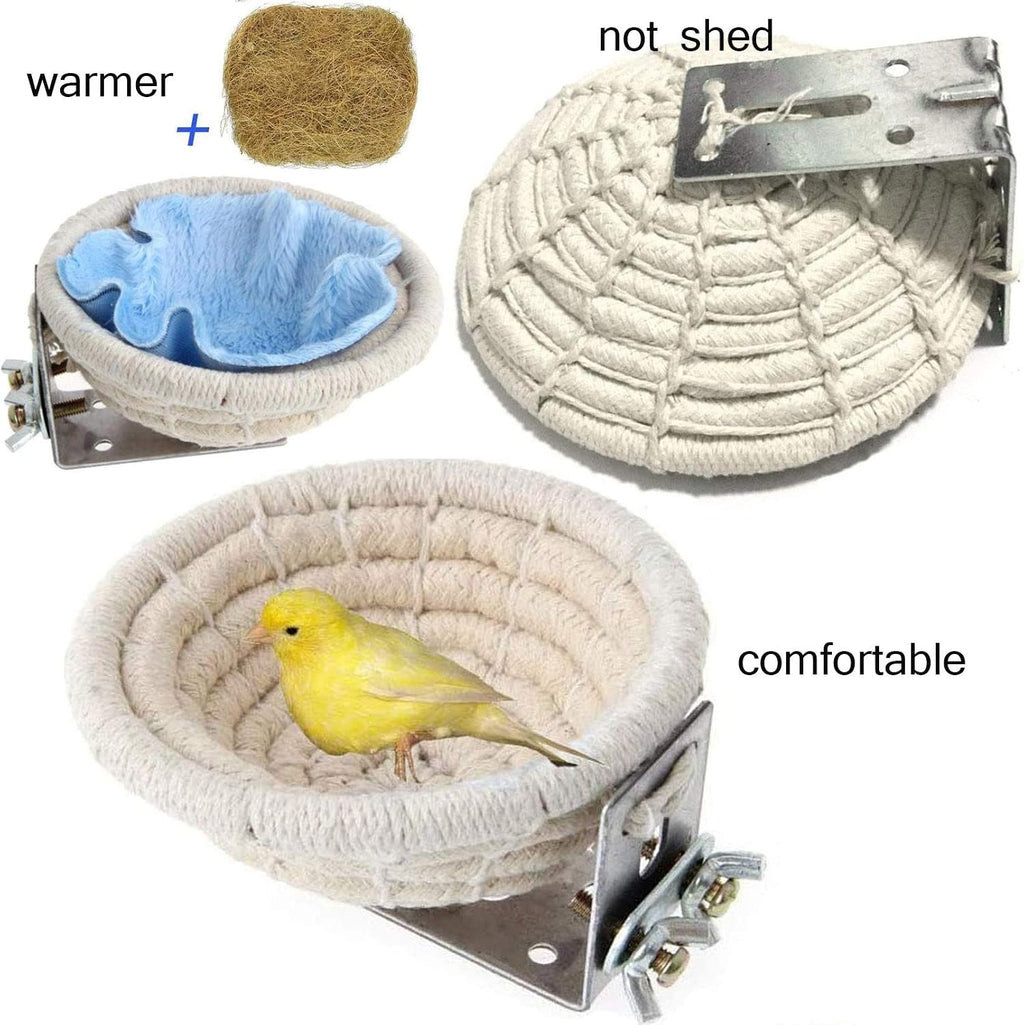 Hamiledyi Handmade Cotton Rope Nest Parakeet Bed Breeding Nest Small Parrot Cage Hatching Nesting for Cockatiel Canary Lovebird Finch and Other Small Birds