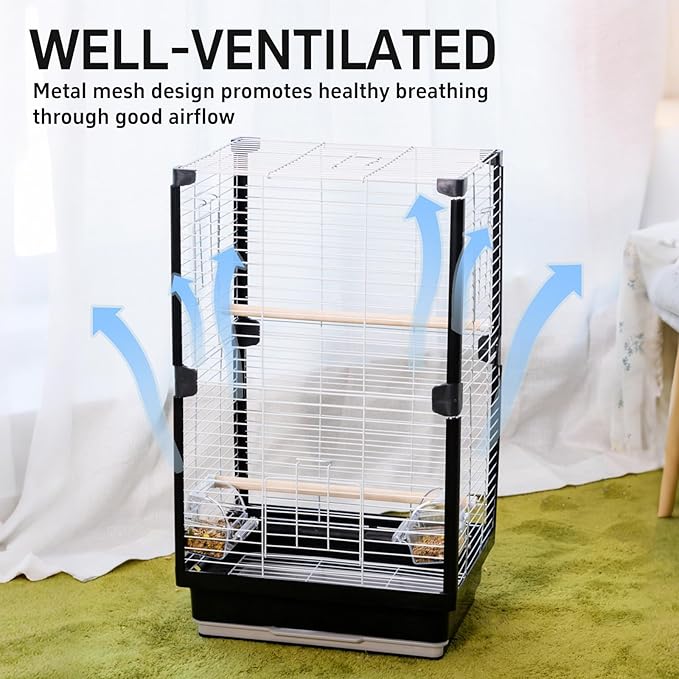 25 inch Bird Cage, Portable Travel Parrot Cage, Double-Layer Parakeet Cage - Image 6
