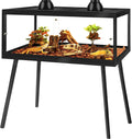 Prolee Bearded Dragon Tank with Legs, Tempered Glass Lizard Tanks and Reptile Enclosure, 75 Gallon Reptile Tank for Lizard Chameleon (Black,47inch Length)