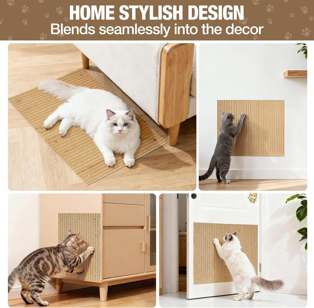Natural Cork Cat Scratcher Boards for Wall & Floor - Adjustable Height for All Cats, Furniture Protector3-Pack