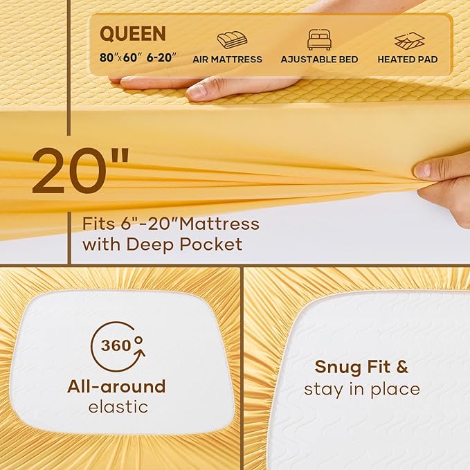 OhGeni 100% Waterproof Mattress Protector, Queen Size Mattress Soft Pad - Image 7