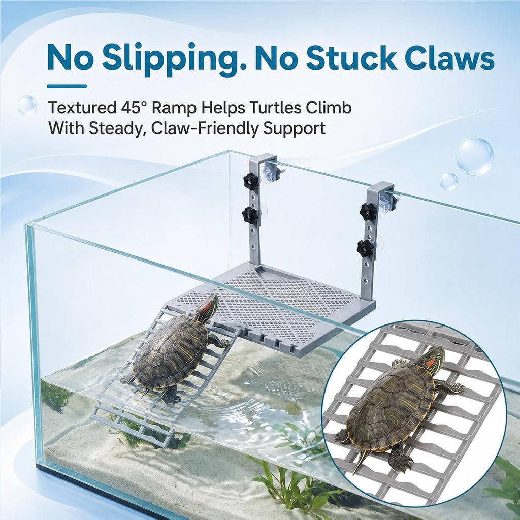 Hanging Turtle Basking Platform with Ramp, Non-Slip Ramp Terracex