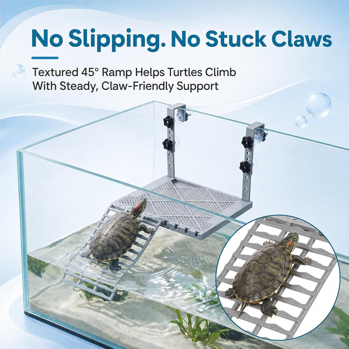 Hanging Turtle Basking Platform with Ramp, Non-Slip Ramp Terracex