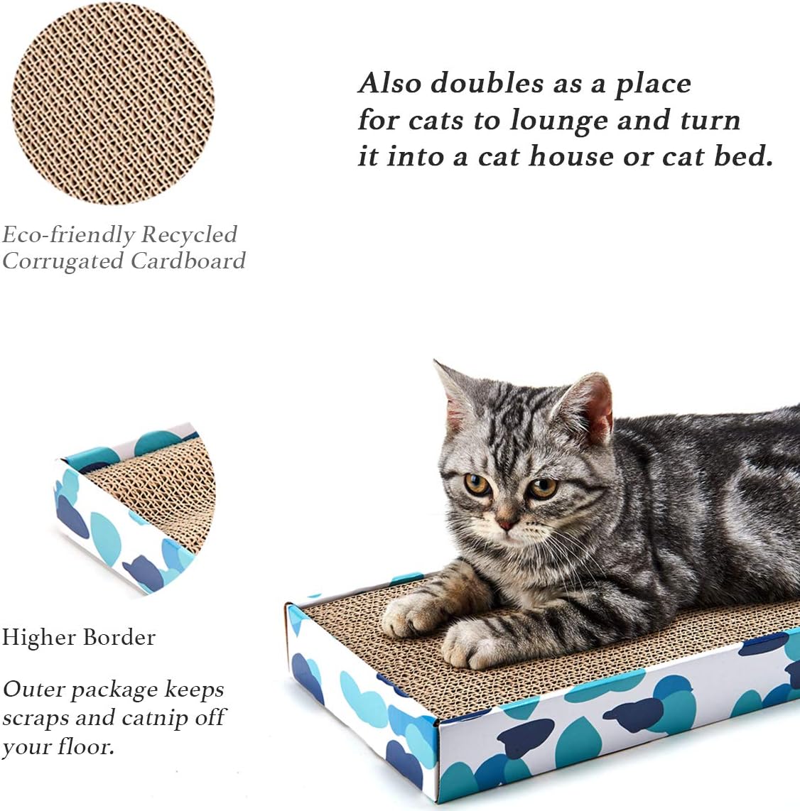 PEEKAB Cat Scratcher Cardboard Reversible Cat Scratch pad Kitty Corrugated Scratching Board Bed Catnip Included