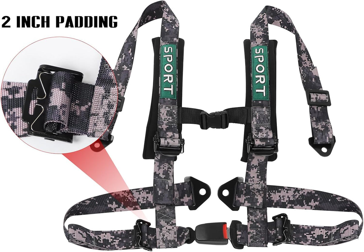 BESTZHEYU 2PCS 4 Point Harness Camouflage with 2 Inch