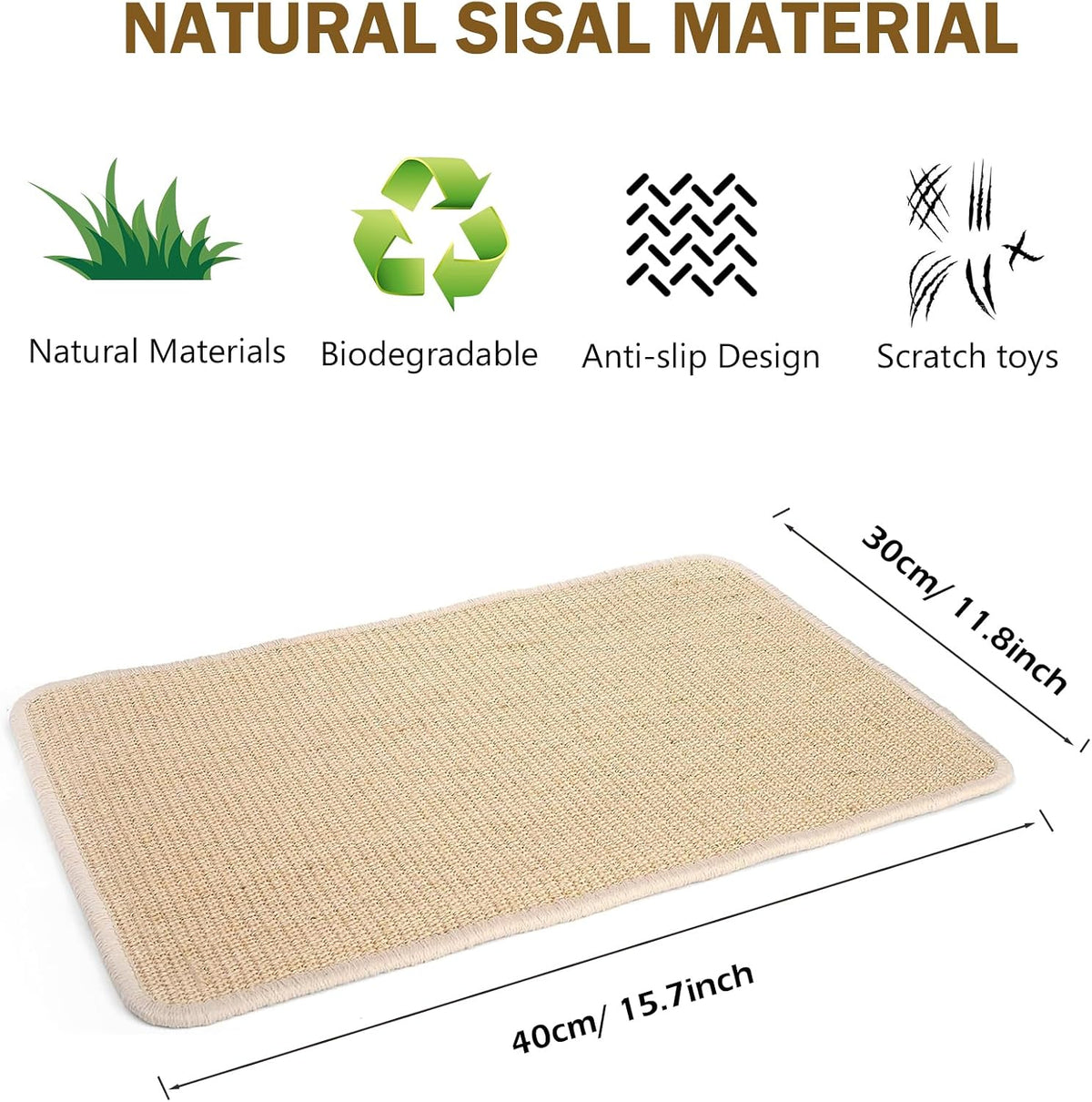 KABASI 2PCS Rabbit Scratcher Mat, Natural Bunny Chew Toys Scratching Pad