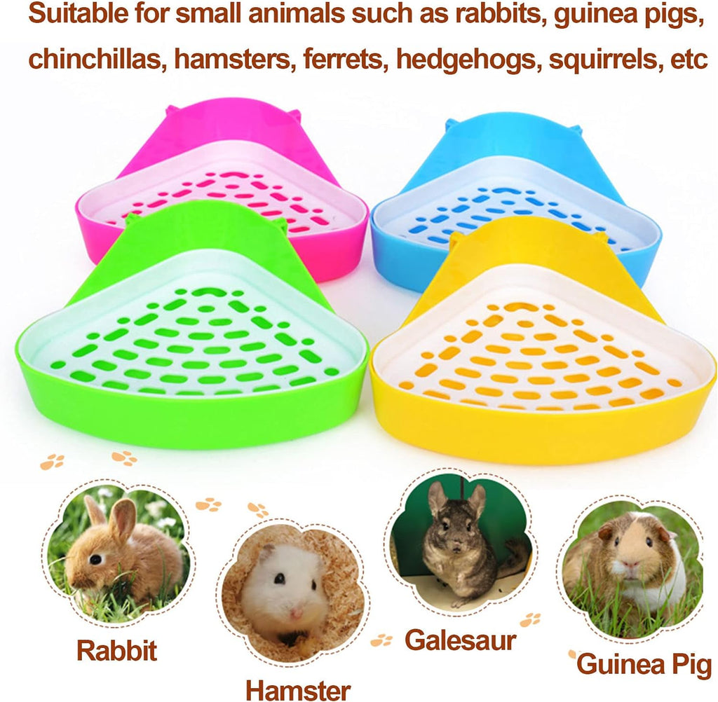 kathson Triangle Potty Trainer Corner Bunny Toilet Guinea Pig Litter Bedding Plastic Box Pet Pan for Rabbit Chinchilla Hamster Ferret Small Animal (Yellow)
