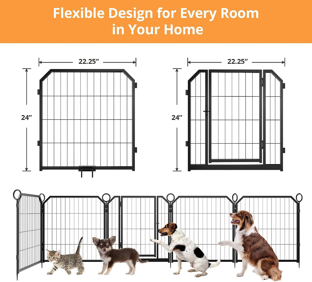 24 16PCS Pet Cage, 16-Panel Heavy-Duty Dog Playpen, Escape Proof Dog