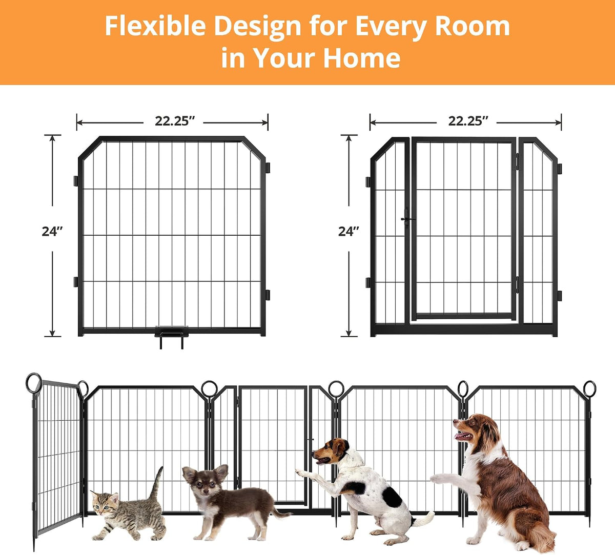 24 16PCS Pet Cage, 16-Panel Heavy-Duty Dog Playpen, Escape Proof Dog