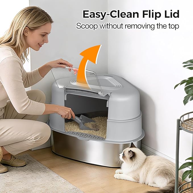 XL Stainless Steel Corner Cat Litter Box - Image 6