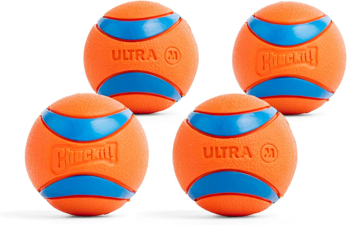 Chuckit! Ultra Rubber Dog Balls with Cleaning Bucket, Medium 2.5-in, 8-Pack