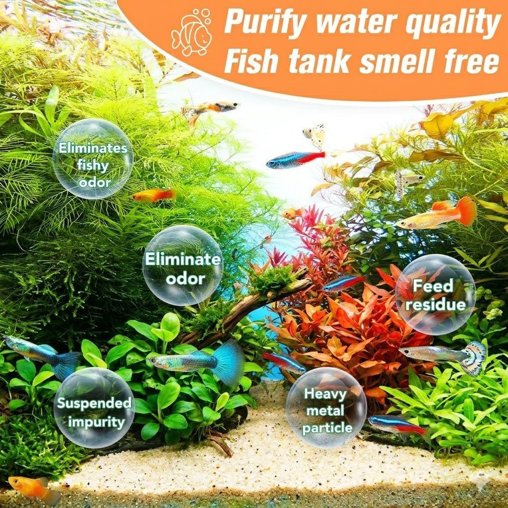 WDEFUN Aquarium Filter Resin, 2 Pre-Filled 300 ml Media Bags, 600 ml Total
