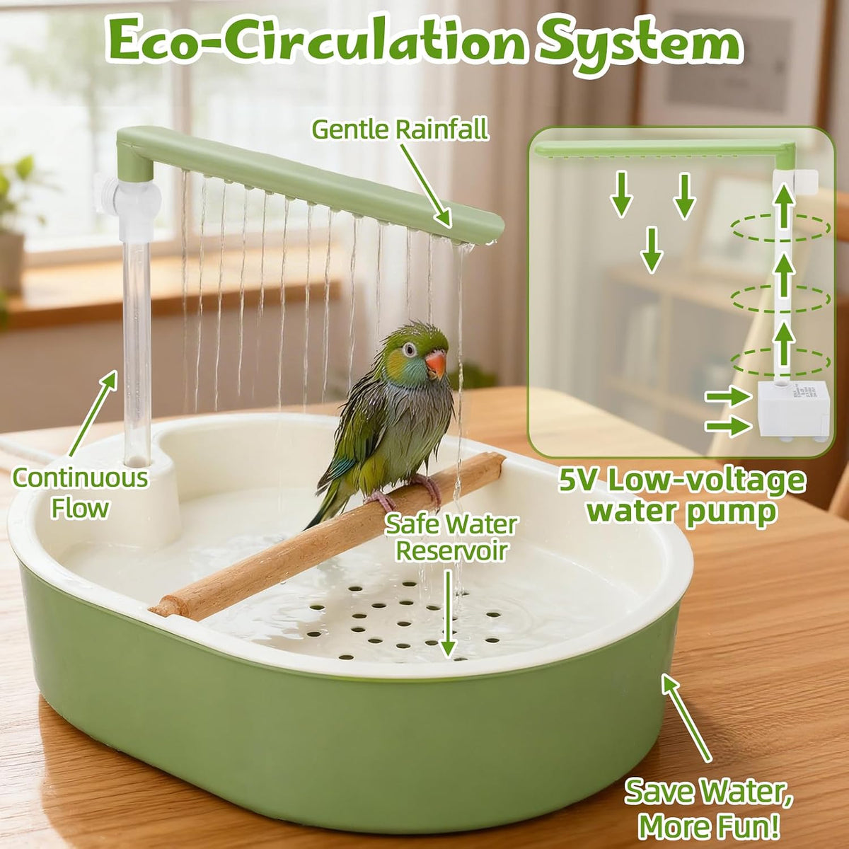 Automatic Bird Bath with Valve, Adjustable Water Flow