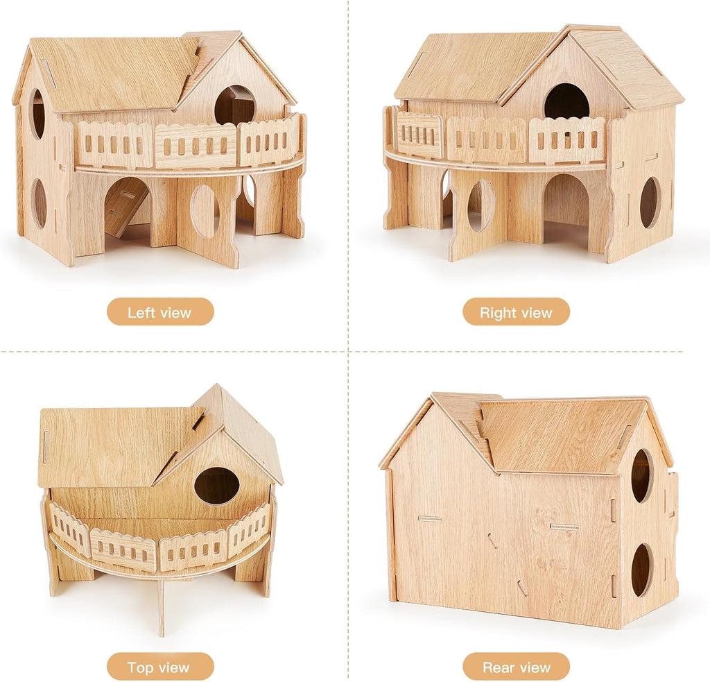 Wooden Hamster Cage,Hamster Cage Hut,Hamster Habitat, Hamster Accessories，Syrian Dwarf Hamsters,for Hamster Gerbils Mice Lemming Degus or Other Small-Sized Pets(10.1 x 8.3 x 8.2 inches)