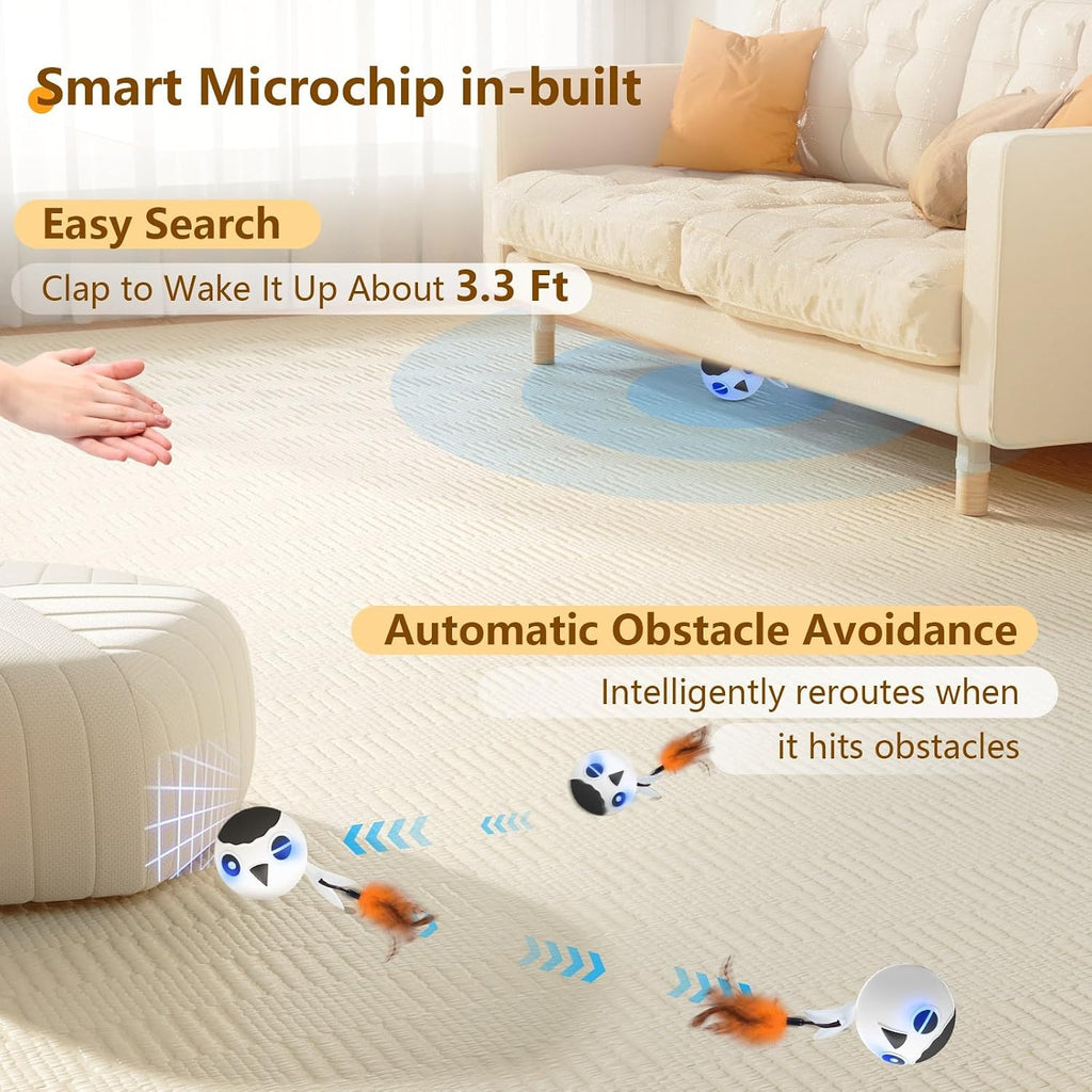 Cat Toys Ball, Smart Motion Sensor Moving Ball with 4 Sounds& 3 Speed Modes