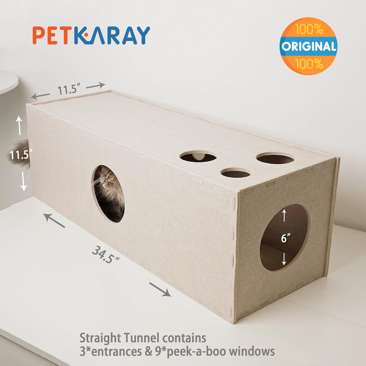 PETKARAY Cat Felt Tunnel & Cat Straight Tunnel