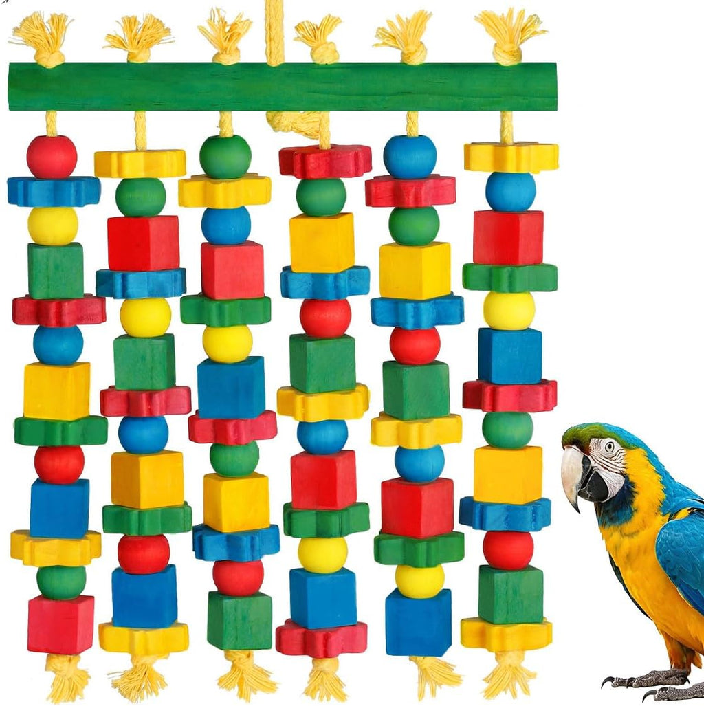 Large Parrot Toy, Natural Wood Bird Toys Bird Chewing Toys for Macaws, African Grey, Cockatoos, Amazon Parrots, Conures, Lovebirds, Budgies