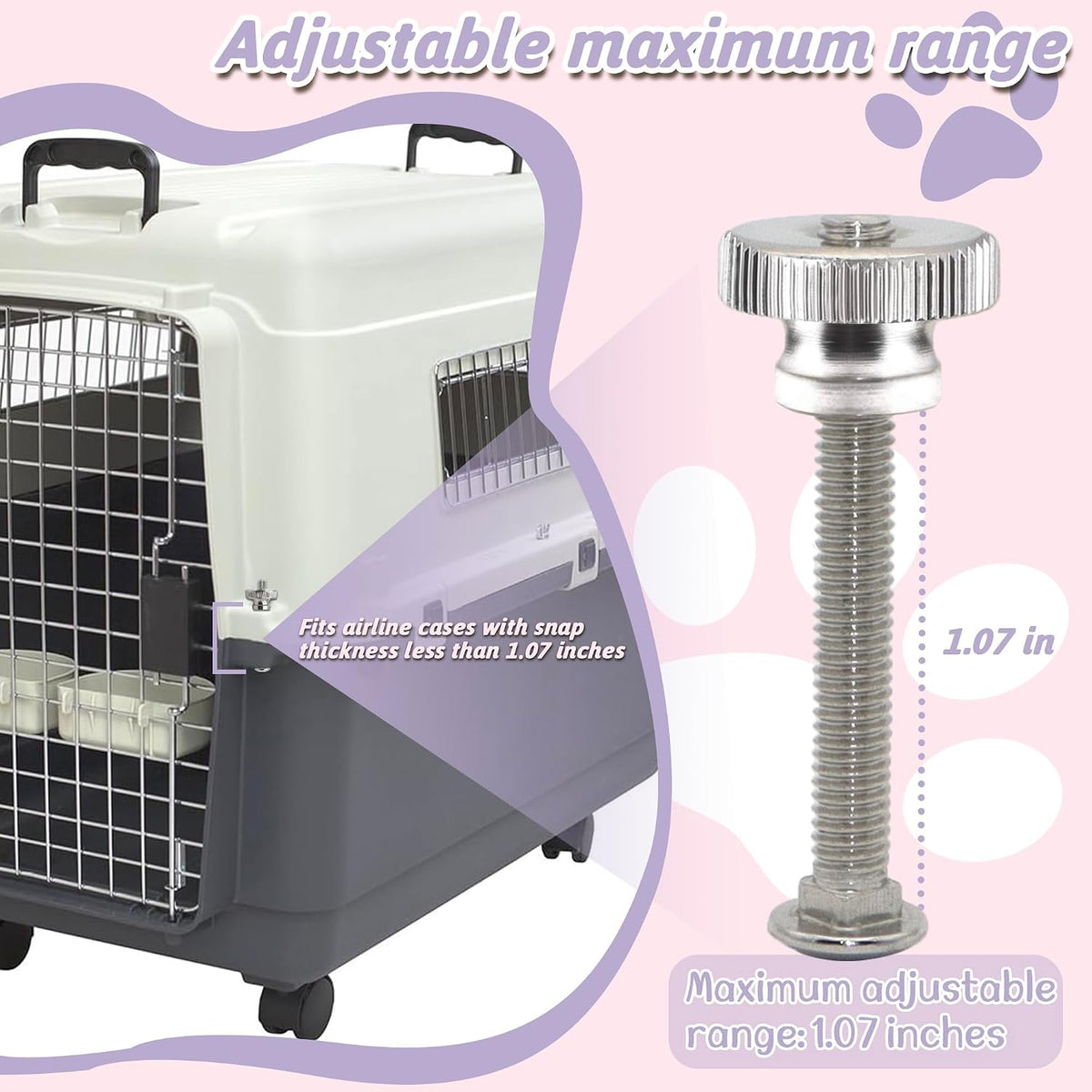 20 Sets Pet Carrier Replacement Fasteners - Heavy Duty Stainless Steel Bolts and Nuts for Kennel - Dog and Cat Replacement Parts, M540-R