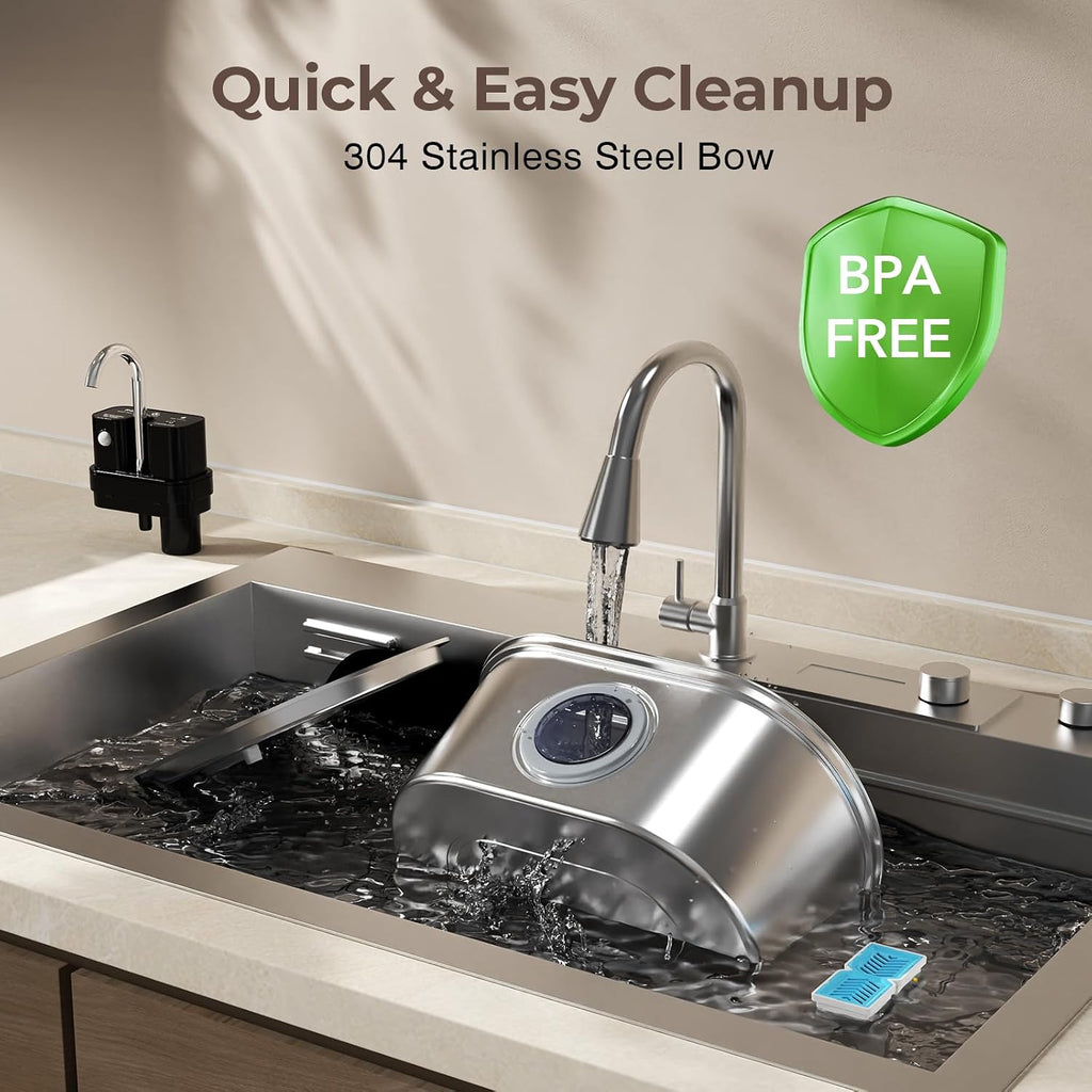 PEKTACO Wireless Cat Water Fountain, 108oz/3.2L Stainless Steel, 1 Filter