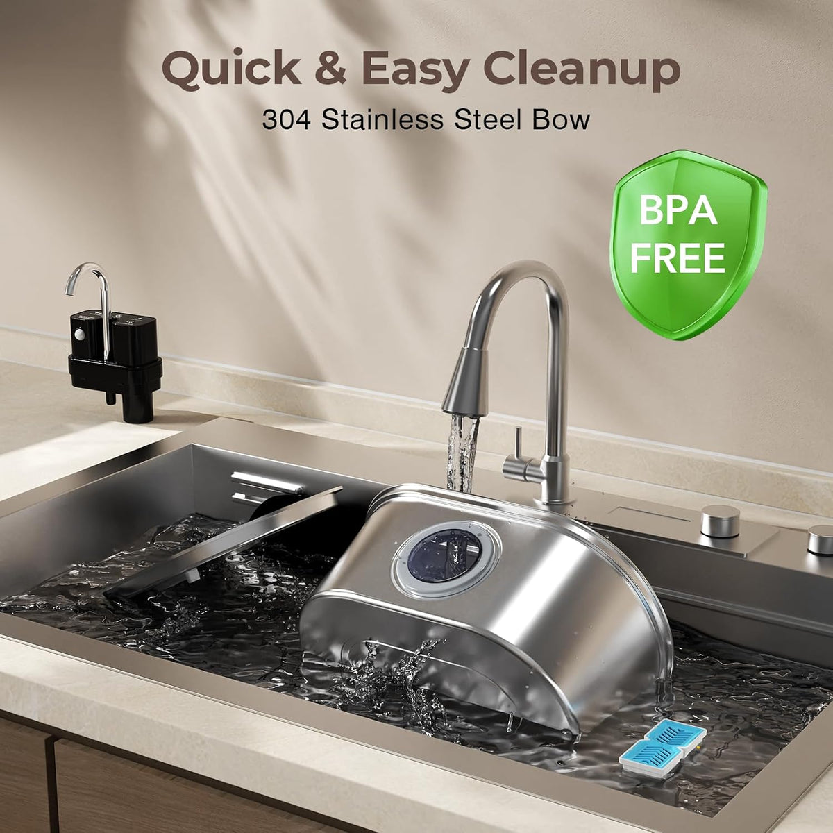 PEKTACO Wireless Cat Water Fountain, 108oz/3.2L Stainless Steel, 1 Filter