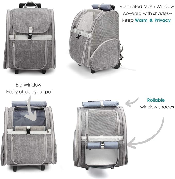 Lollimeow Pet Rolling Carrier, Dog Backpack - Image 4