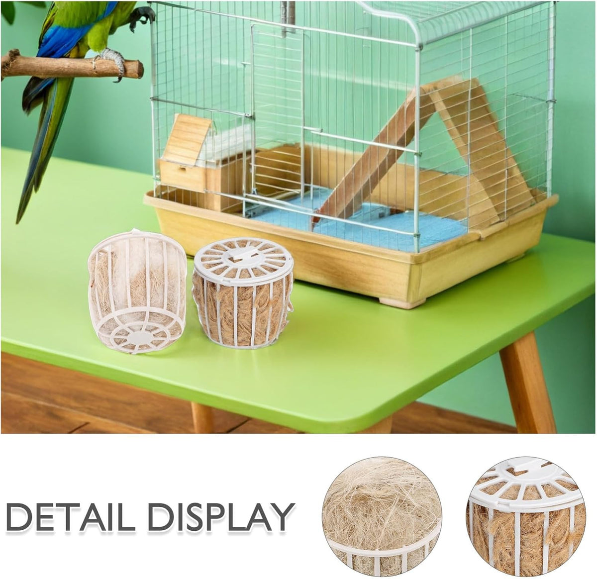2-Pack Natural Jute Bird Nesting Material for Parakeets Canaries Finches Soft Comfortable Bird Bedding Cage Accessory for Breeding and Rest