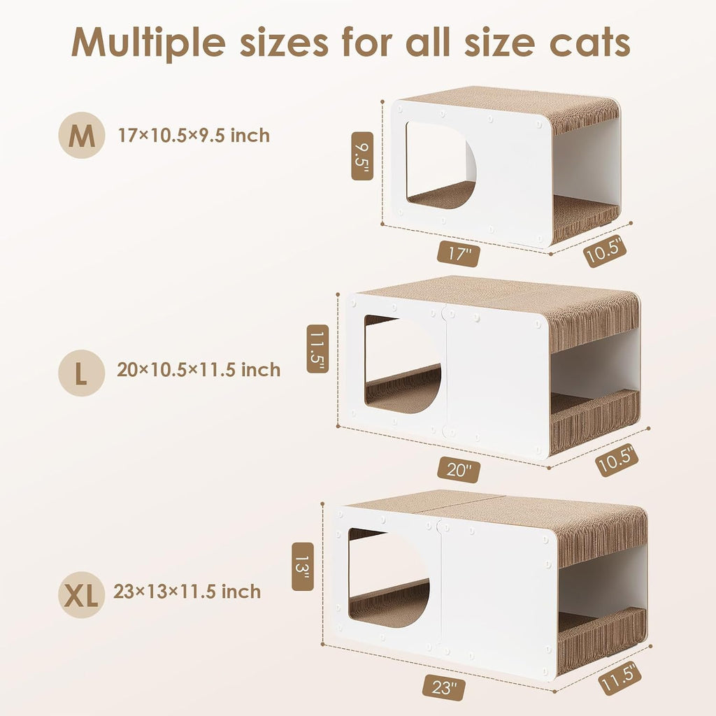 EHEYCIGA Cardboard Cat Scratcher House, 17-Inch Cat Scratch pad, White