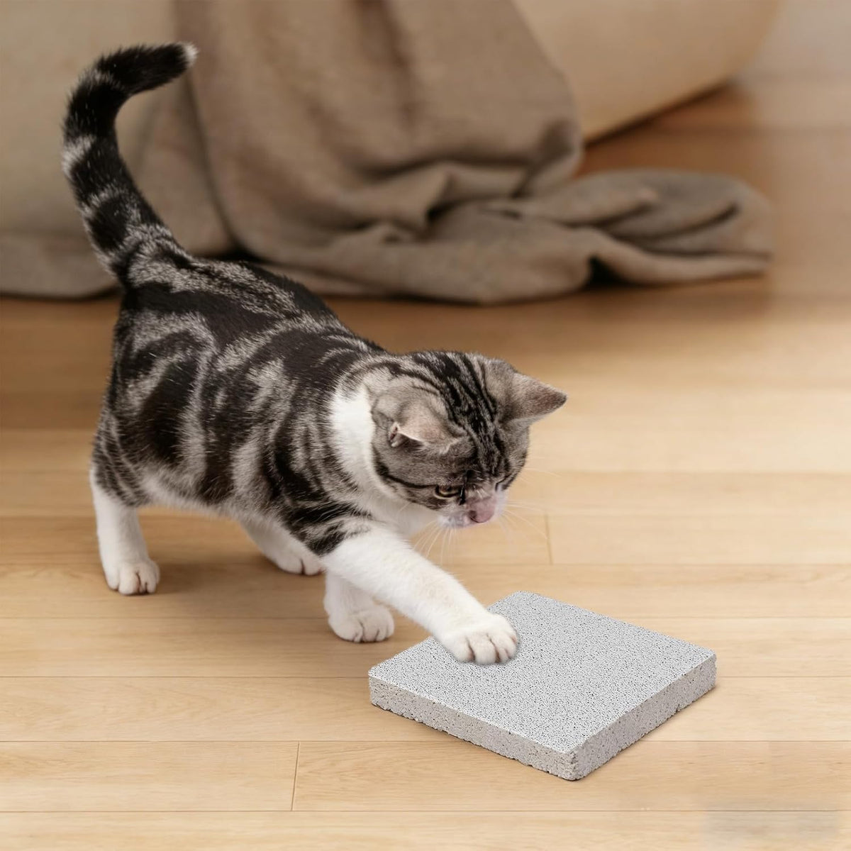 Toyvian Rabbit Scratching Pad, Natural Lava Stone Bunny Claw Grinder Small Animal Foot Grinding Board for Nail Trimming Cage Accessories for Guinea Pig Chinchilla Hedgehog Gerbil