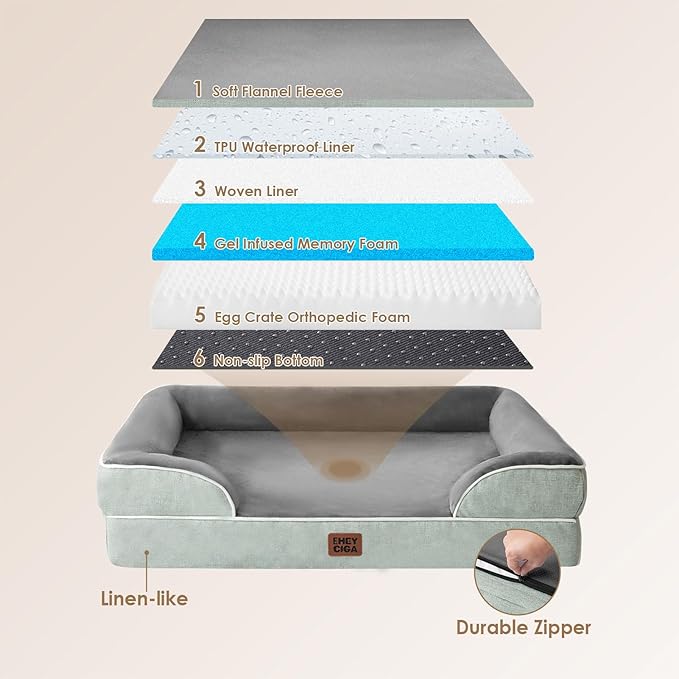 EHEYCIGA Orthopedic XL Dog Beds, Waterproof Memory Foam Dog Bed - Image 5