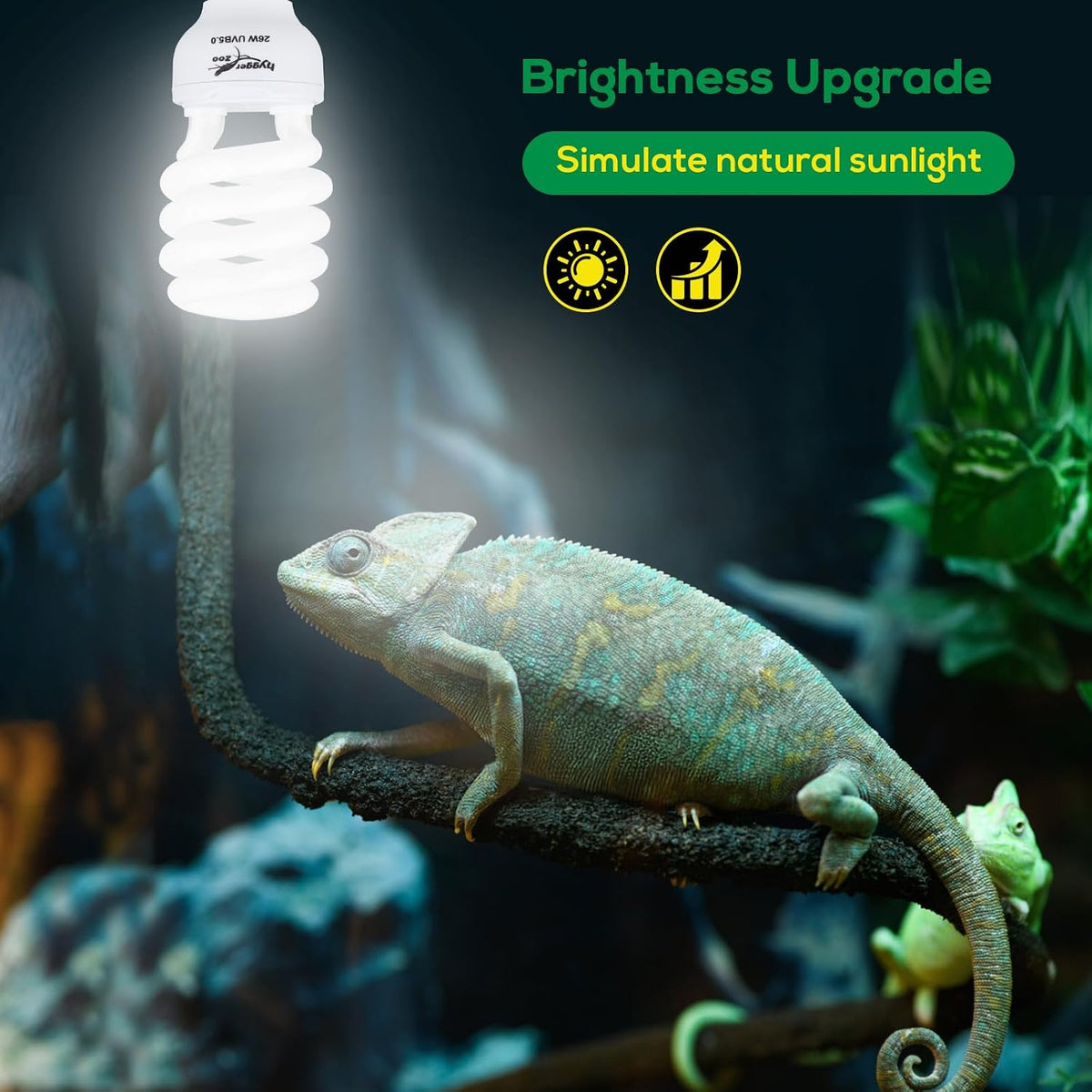 UVB Bulb for Reptiles, 5.0 26W UVB Light for Reptiles, Hygger zoo UVA UVB Reptile Light Bulb Reptile UVB Bulb UVB Light for Hermit Crab Snake Chameleon Reptile Lamp Terrarium Lamp for Tropical Reptile