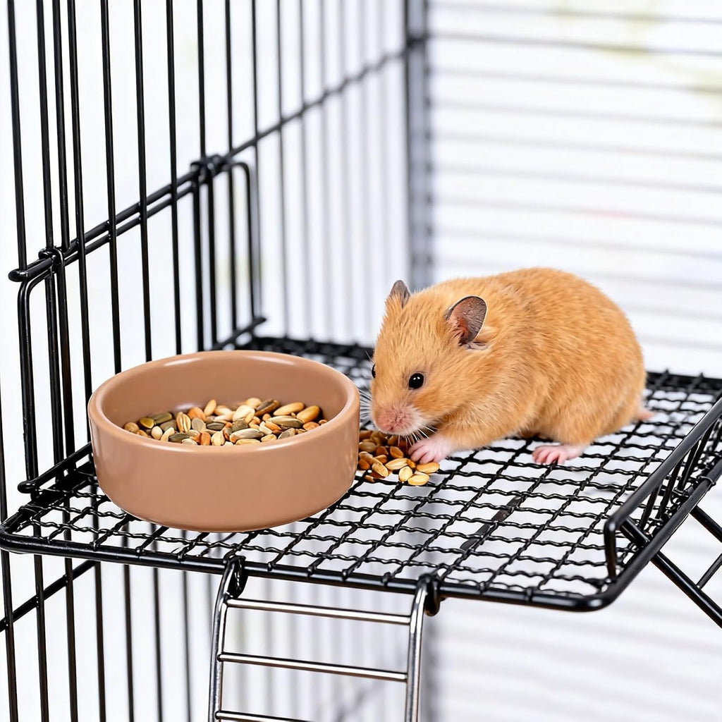 4 Pcs Sugar Glider Supplies Cage Accessories, Hamster Stainless Steel Platform with Climbing Ladder, Rat Climbing Toys for Cage for Squirrel Hamsters Guinea Pig Small Animal