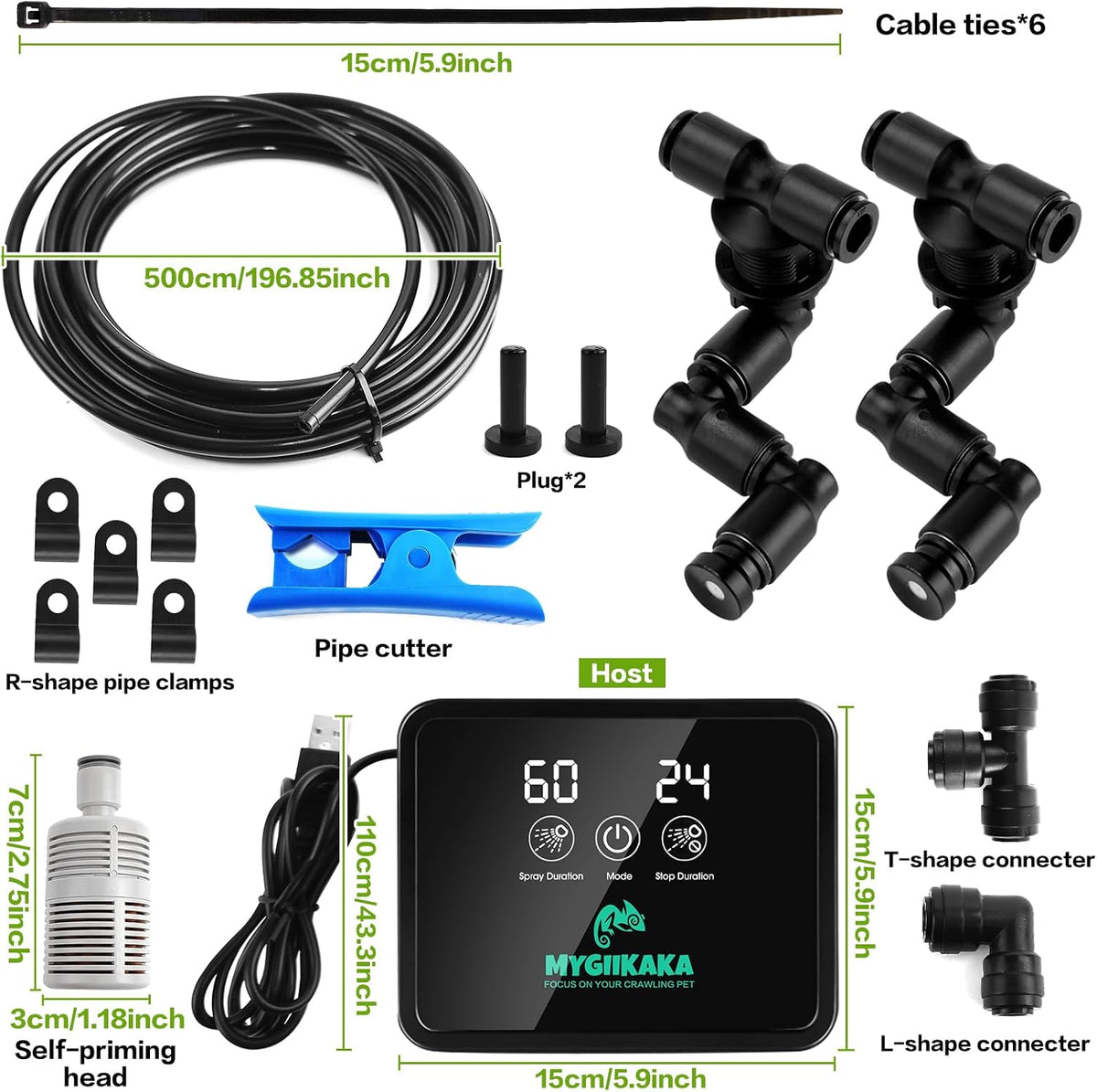 MYGIIKAKA Automatic Reptile Misting System, Reptile Humidifier Fogger