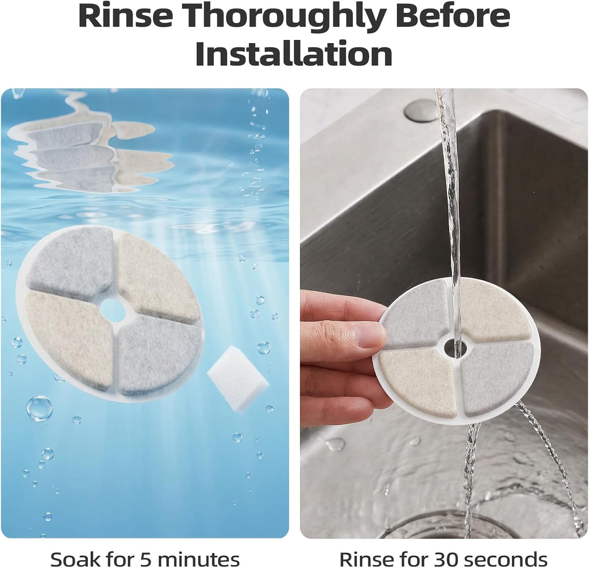 16 Pack Cat Water Fountain Filter & Sponges, with 1 ABS Shell