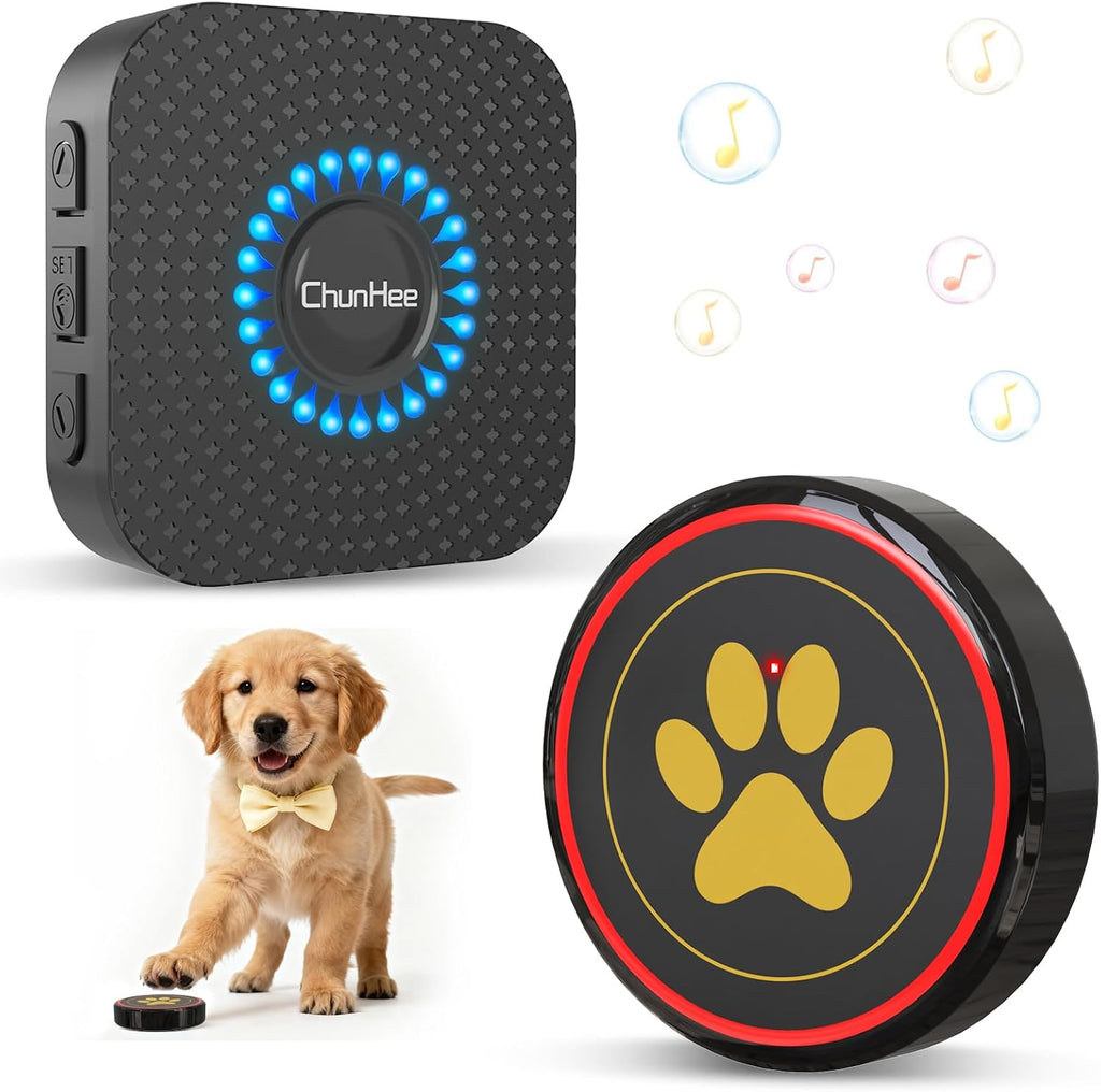 Dog Door Bell for Potty Training, IP55 Waterproof, 55 Ringtones, 0-115dB