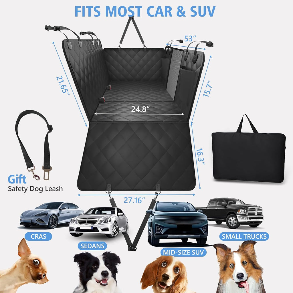 Btefd Back Seat Extender for Dogs, Hard Bottom Dog Hammock for Car & SUV
