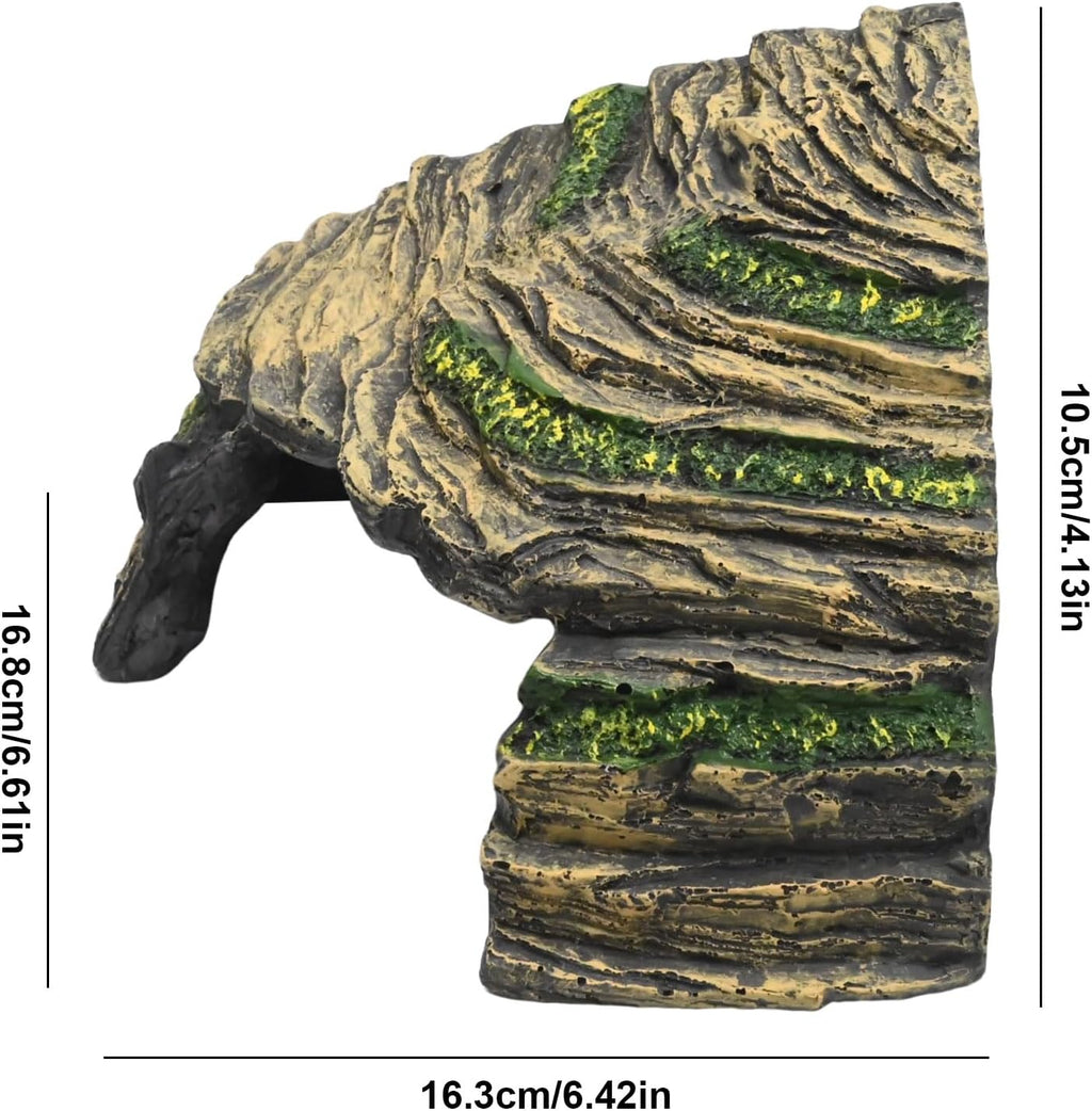 EATAKWARD Gecko Hide Shale Scape Step Ledge, Reptile Cave Hideout Tank Accessories Decorations, Ideal for Reptiles, Amphibians, Leopard Gecko, Lizard, Frogs, Turtle (Like Stone, 6 * 6 * 4inch)