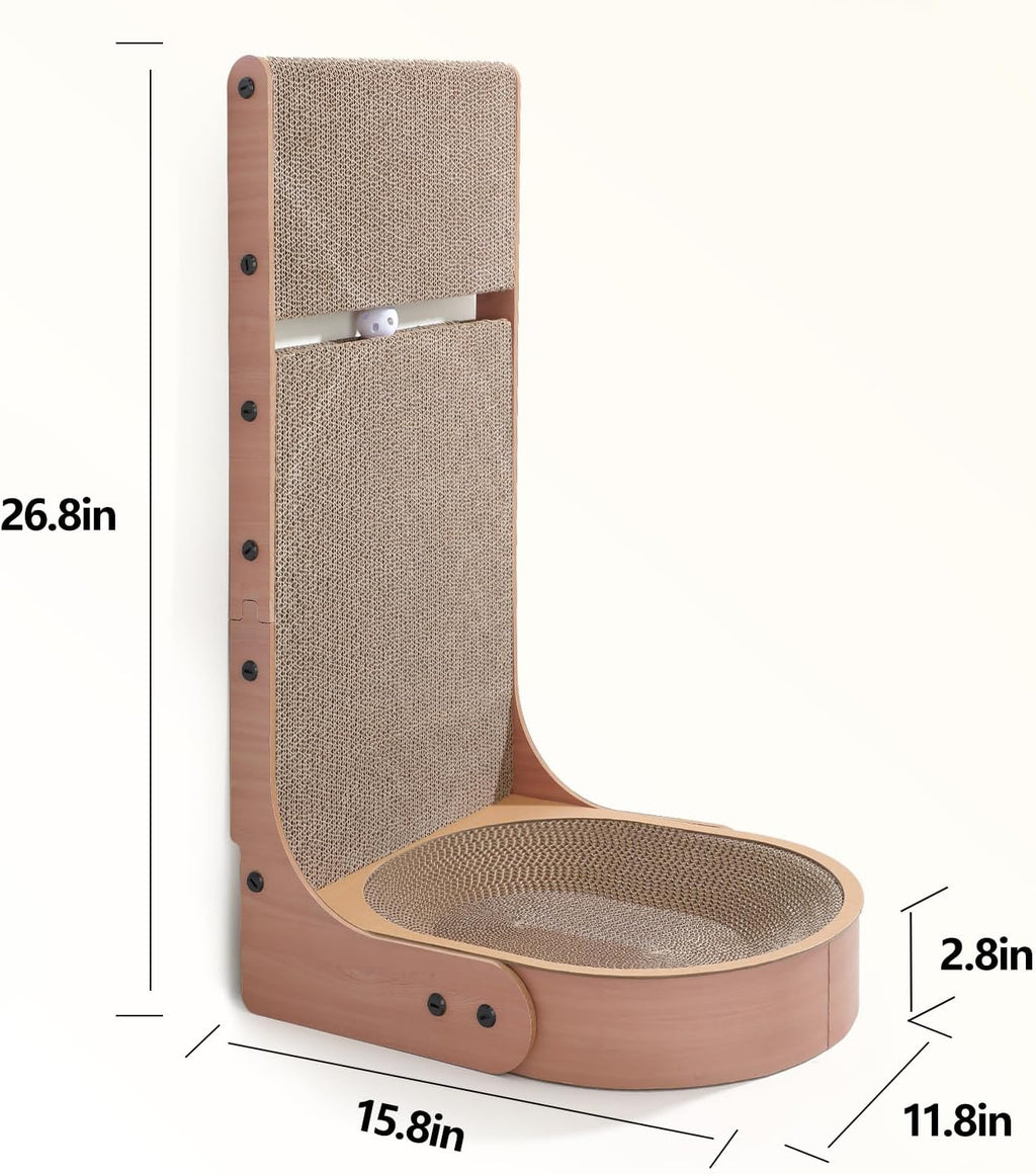 Cat Scratcher, 2 in 1 L Shape Wall Mounted Scratch Pad with Cat Bed Bowl