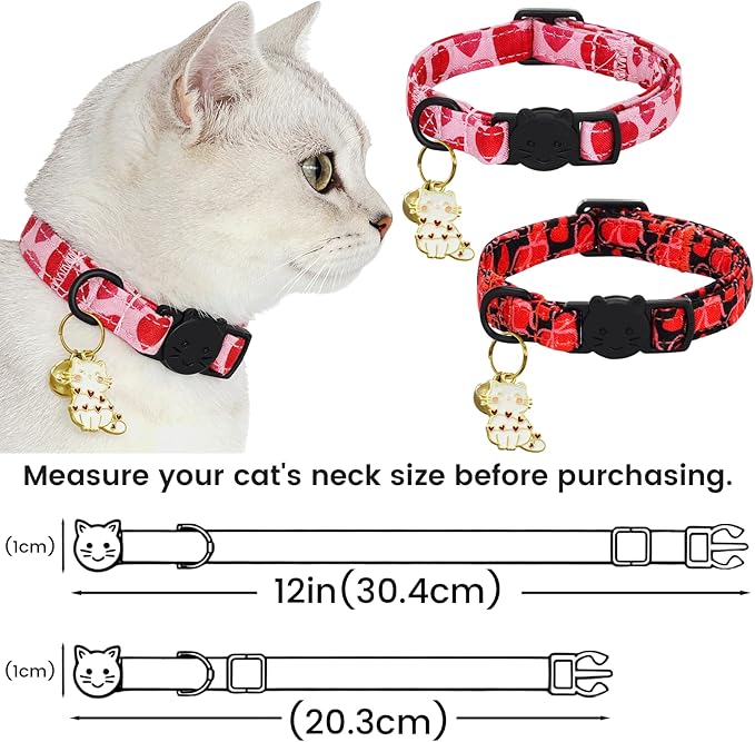 Elegant little tail 2 Pack Cat Collar- Valentines Cat Collars Breakaway - Image 6