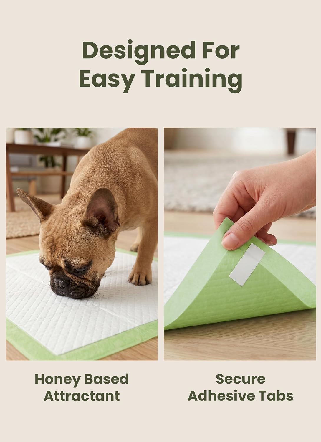 Pogi's Dog Pee Pads with Adhesive Tabs, Large 24 x 24 in, 20 Pads
